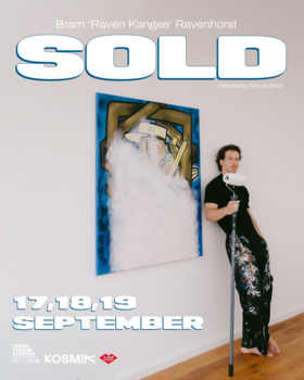 Een poster voor een evenement met de tekst "SOLD", inclusief een afbeelding van Bram Raven Kangee Ravenhorst en details over datums en locatie.